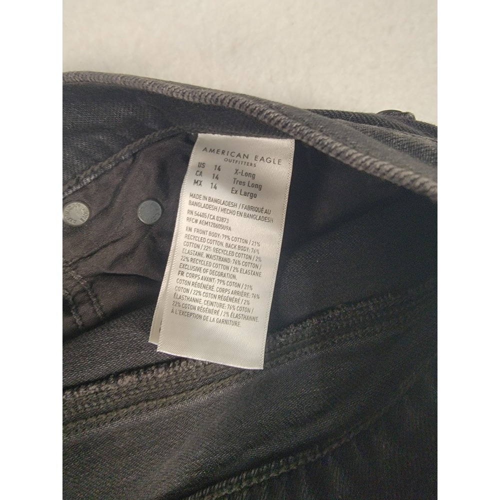 American Eagle Super High-Rise Baggy Straight Jeans Sz 14 X-Long‎ Black Strigid - Picture 11 of 11